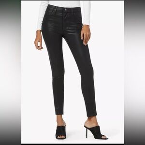 Joes Womens Charlie High Rise Skinny Ankle Waxed Black Jeans 28